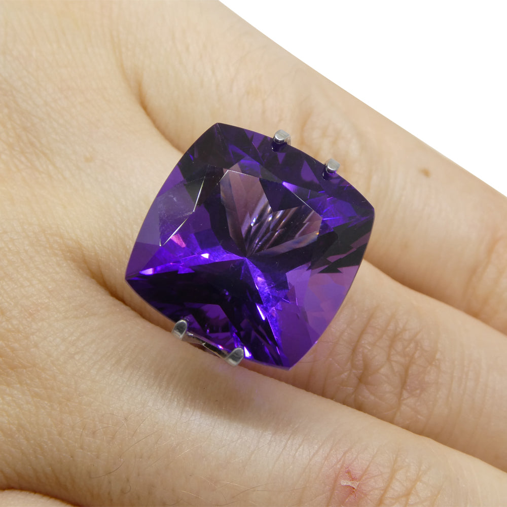 19.53ct Cushion Square Purple Amethyst from Uruguay - Skyjems Wholesale Gemstones