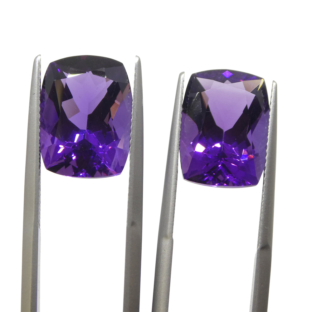 Amethyst 13.62 cts 14.41 x 10.65 x 7.38 mm / 14.43 x 10.39 x 7.52 Cushion Purple  $820