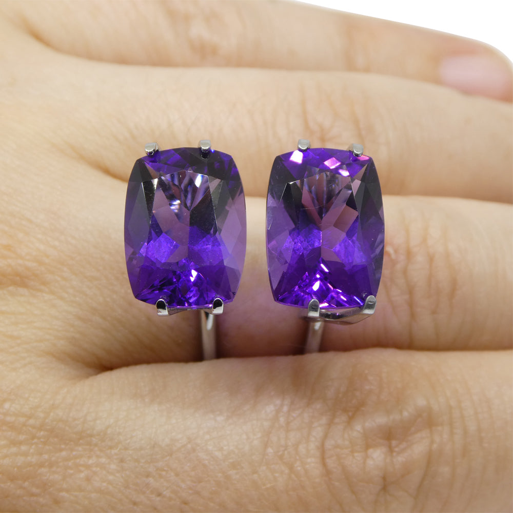 13.62ct Pair Cushion Purple Amethyst from Uruguay - Skyjems Wholesale Gemstones