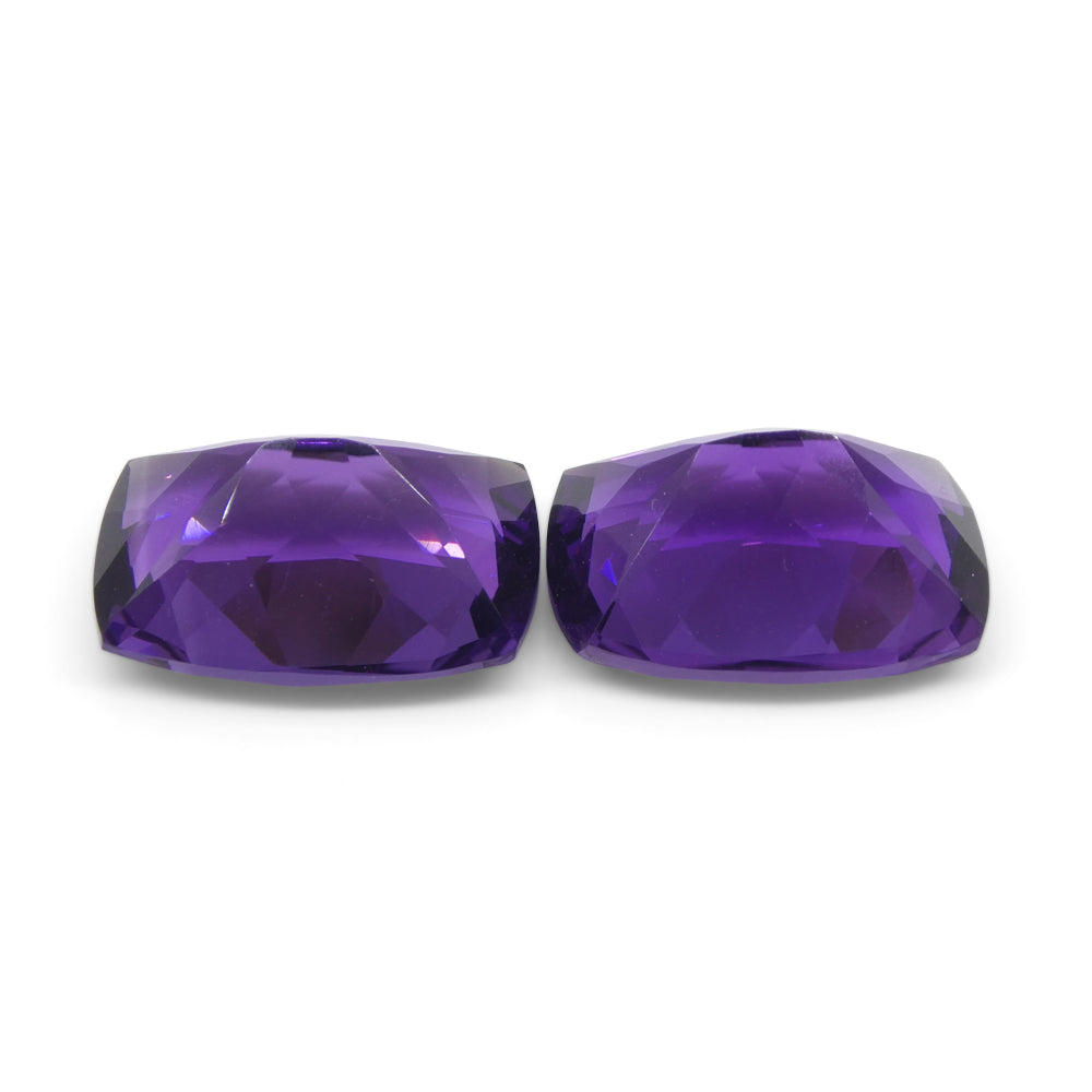 13.62ct Pair Cushion Purple Amethyst from Uruguay - Skyjems Wholesale Gemstones