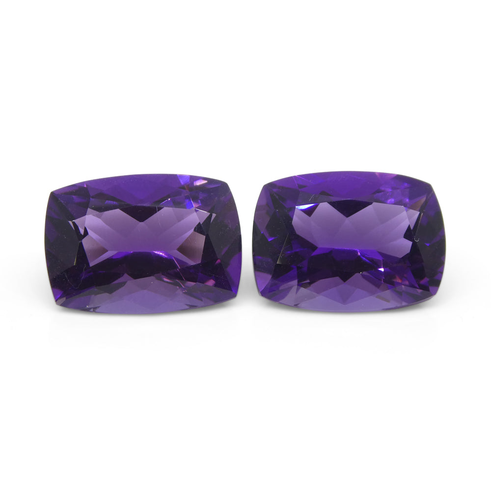 13.62ct Pair Cushion Purple Amethyst from Uruguay - Skyjems Wholesale Gemstones