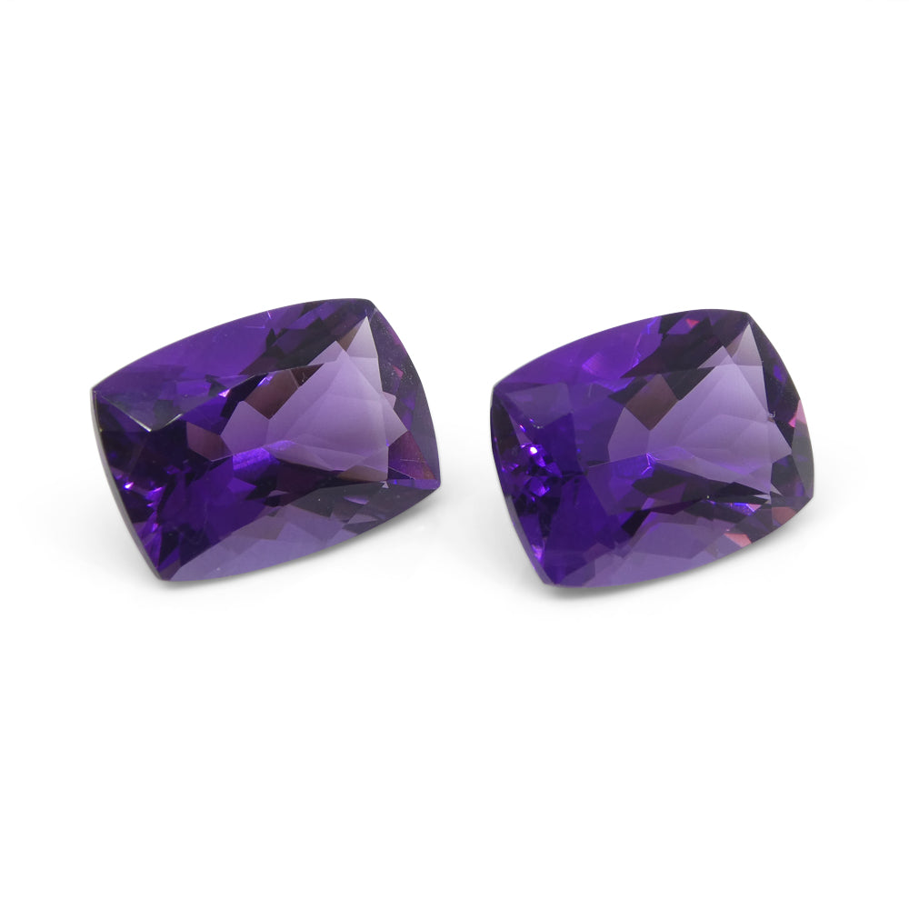 13.62ct Pair Cushion Purple Amethyst from Uruguay - Skyjems Wholesale Gemstones