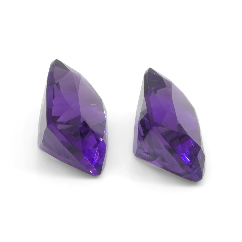 13.62ct Pair Cushion Purple Amethyst from Uruguay - Skyjems Wholesale Gemstones