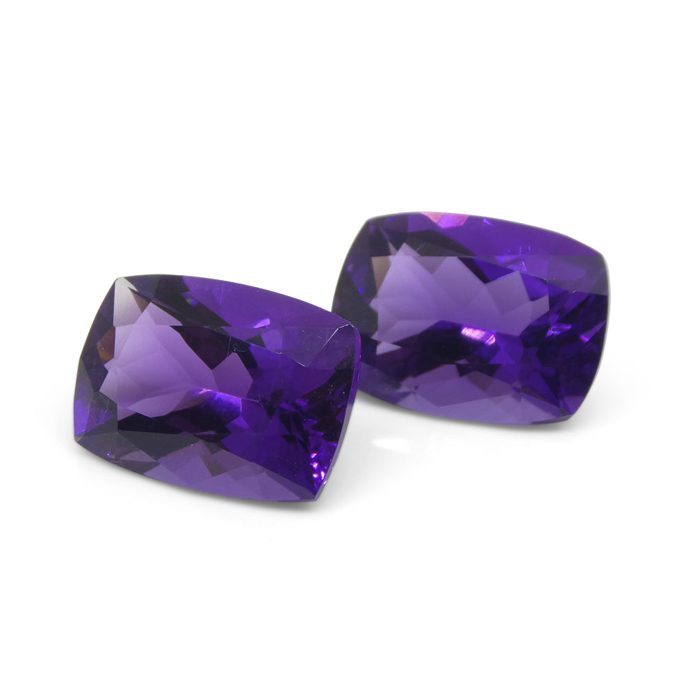 13.62ct Pair Cushion Purple Amethyst from Uruguay - Skyjems Wholesale Gemstones