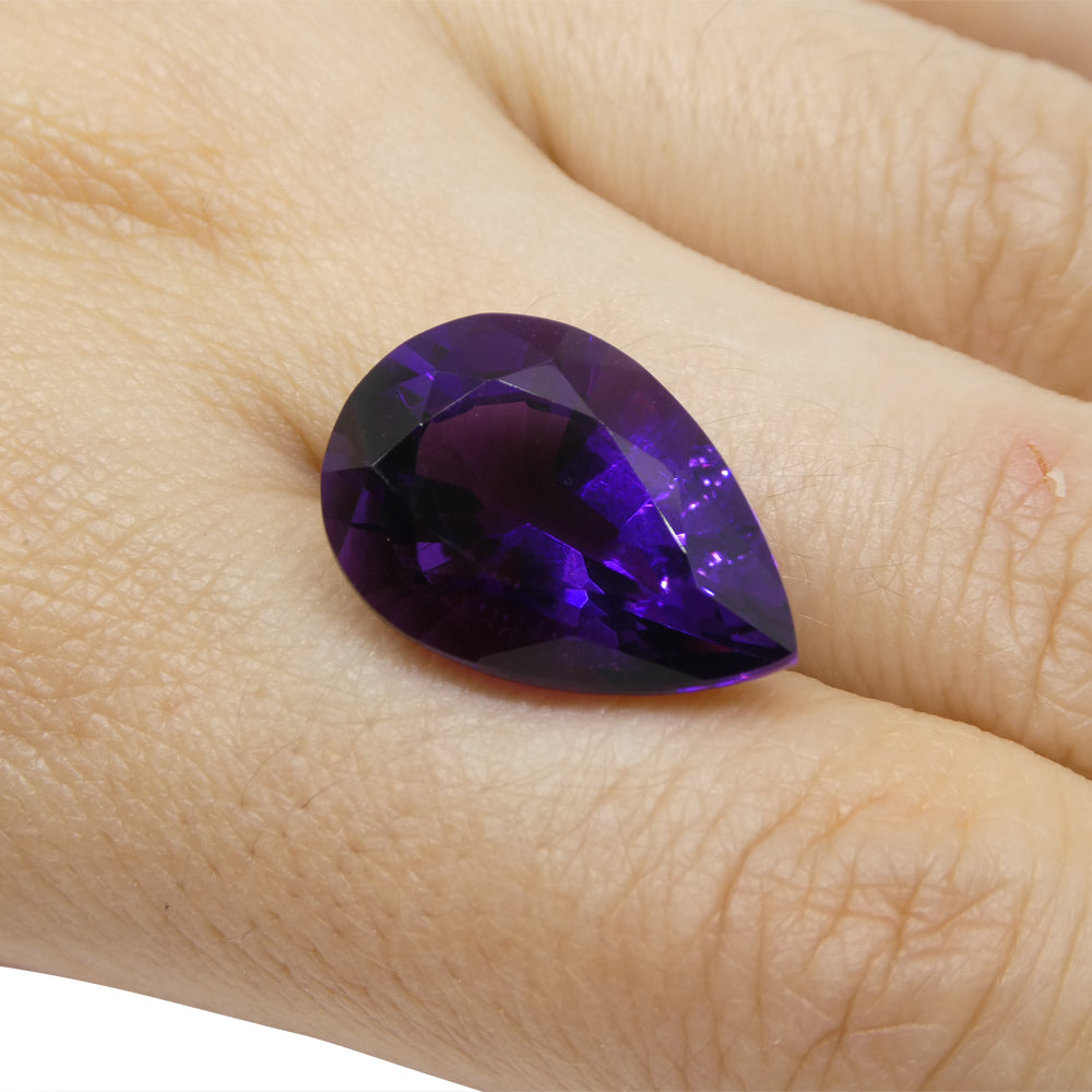 11.99ct Pear Purple Amethyst from Uruguay, premium unheated gemstone by SkyJems, Canadian gem specialists since 1967