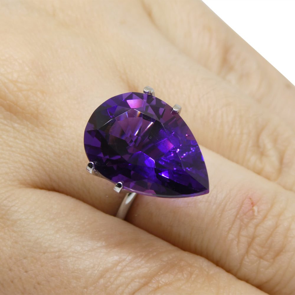 11.99ct Pear Purple Amethyst from Uruguay, vivid medium-dark gem, SkyJems premium loose stone collection
