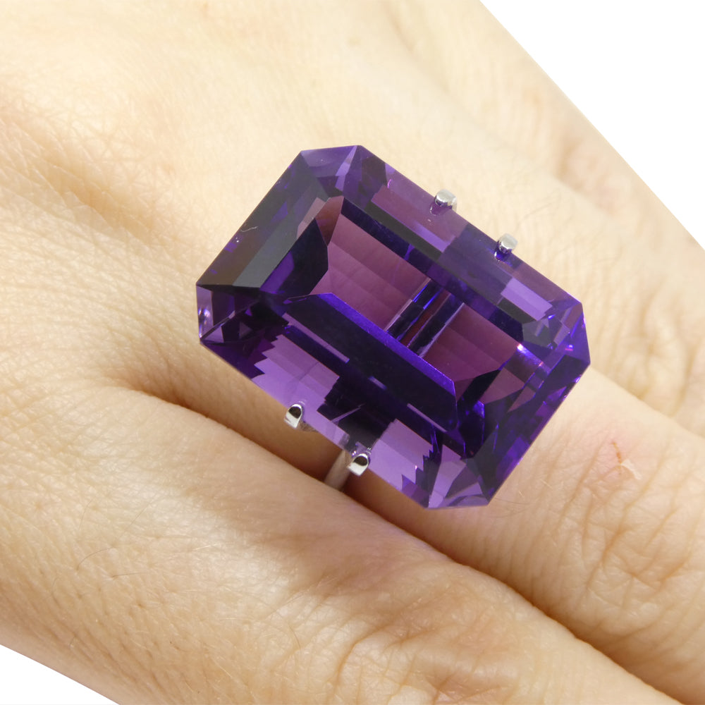 29.21ct Emerald Cut Purple Amethyst from Uruguay - Skyjems Wholesale Gemstones