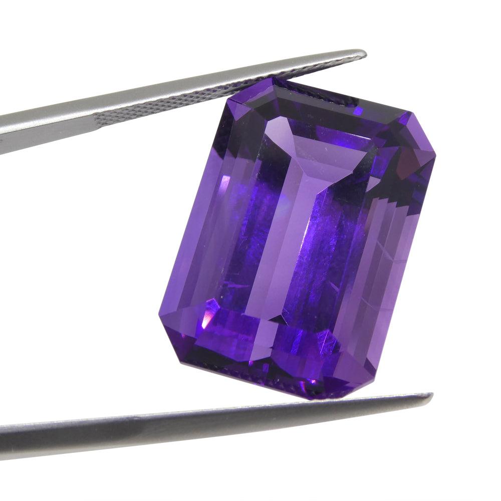 29.21ct Emerald Cut Purple Amethyst from Uruguay - Skyjems Wholesale Gemstones