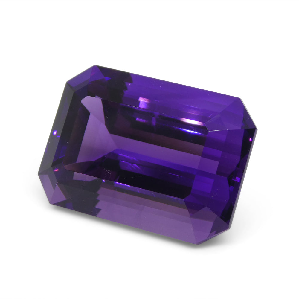 29.21ct Purple Amethyst from Uruguay, emerald cut gemstone by SkyJems, premium large-carat step-cut quartz