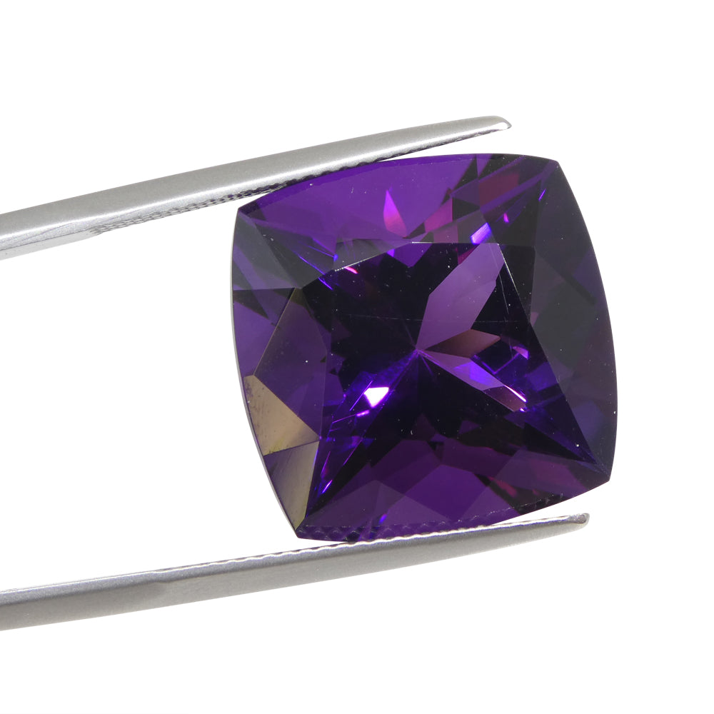 21.81ct Square Cushion Purple Amethyst from Uruguay - Skyjems Wholesale Gemstones