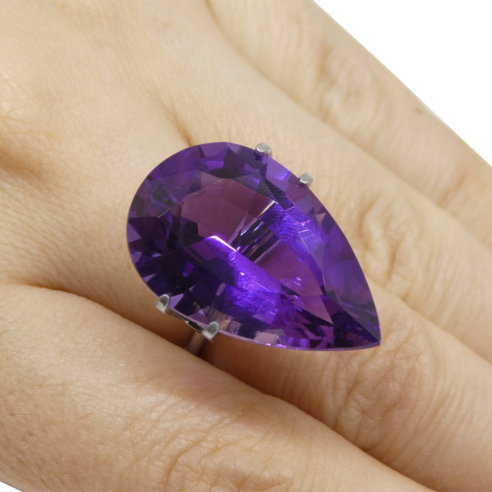 22.11 carat pear-cut purple Amethyst from Uruguay, premium gemstone by SkyJems Canadian gem specialists