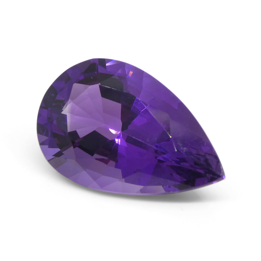 22.11 carat pear-cut purple Amethyst from Uruguay, premium quality gemstone by SkyJems Canadian gem specialists