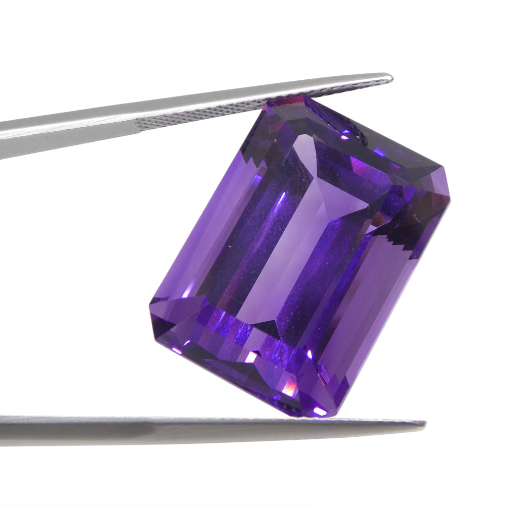 33.29ct Emerald Cut Purple Amethyst from Uruguay - Skyjems Wholesale Gemstones