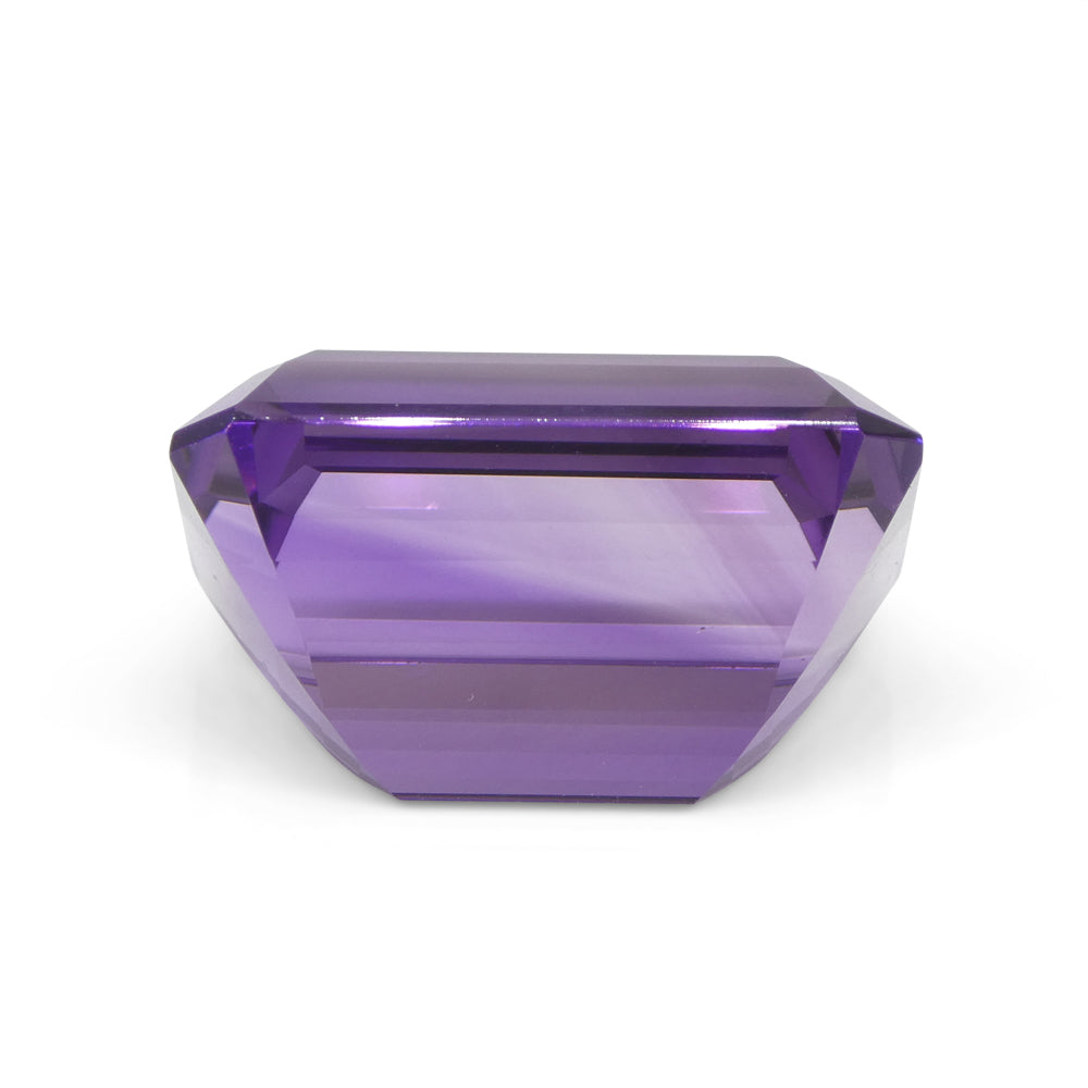33.29 carat purple Uruguayan amethyst emerald cut gemstone from SkyJems, premium large-scale collector's quality step-cut qua