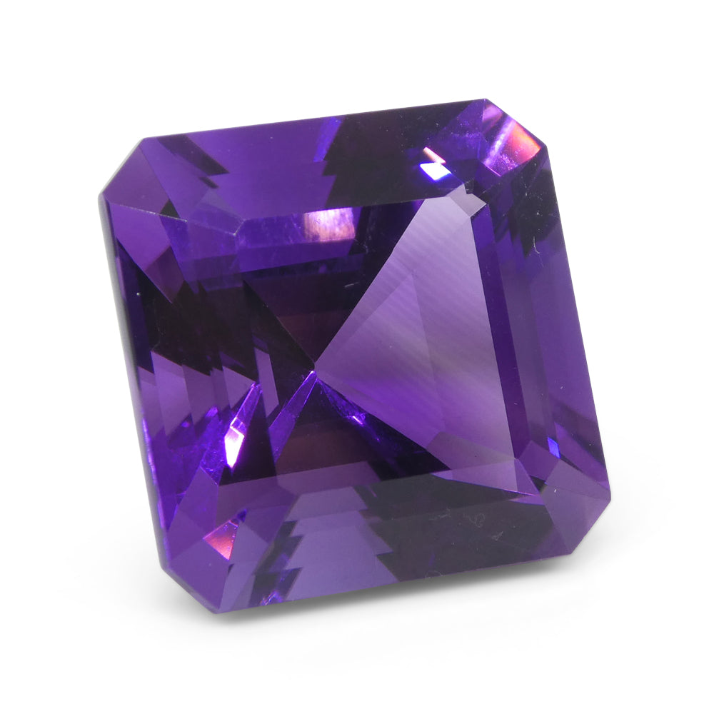 28.09ct Purple Amethyst from Uruguay, Cut Corner Square Step Cut gemstone by SkyJems, premium Canadian gem specialists