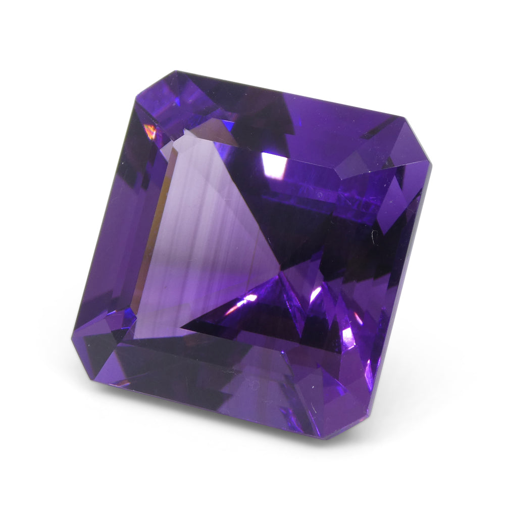 28.09ct Purple Amethyst from Uruguay, Cut Corner Square Step Cut gemstone by SkyJems, premium Canadian gem specialists