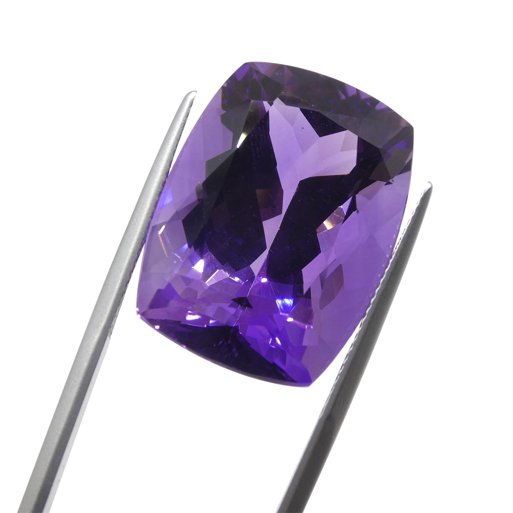 34.5 carat purple Uruguayan amethyst emerald-cut gemstone from SkyJems, premium unheated quartz with rich color and exception