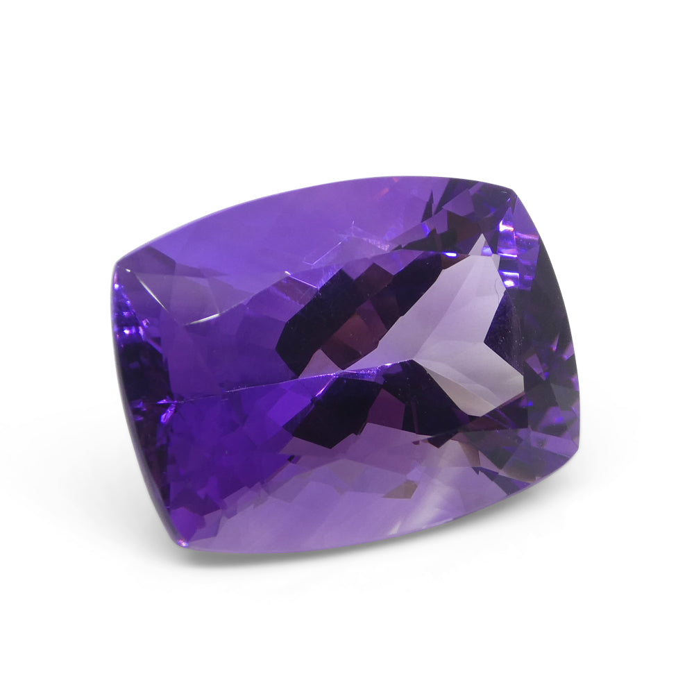 34.5 carat purple Uruguayan amethyst emerald cut gemstone from SkyJems, premium unheated quartz with rich color and exception