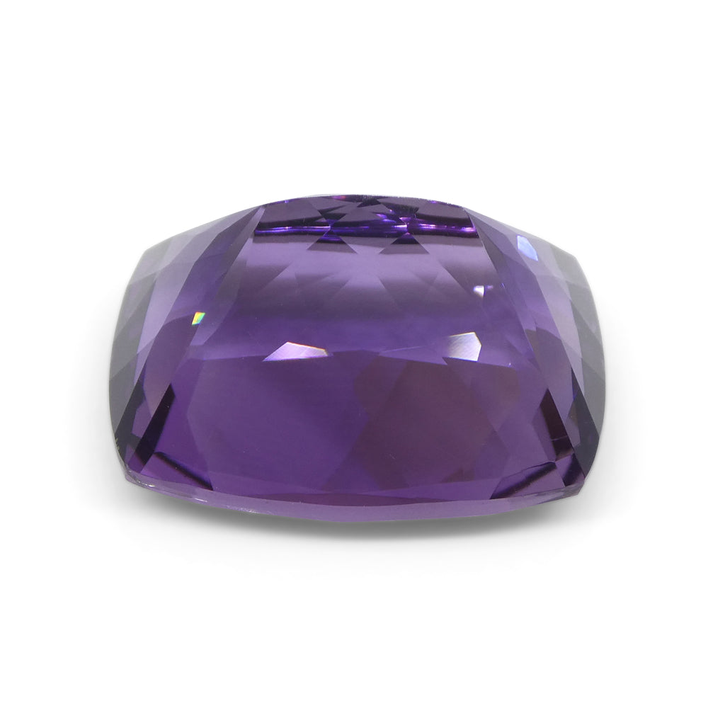 24.69 carat purple cushion-cut Uruguayan amethyst from SkyJems, premium unheated quartz gemstone with exceptional color and b