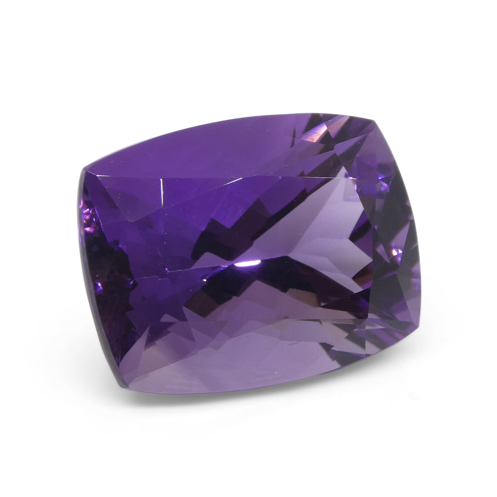 24.69 carat purple cushion-cut Uruguayan amethyst from SkyJems, premium unheated gemstone with rich color and brilliant facet
