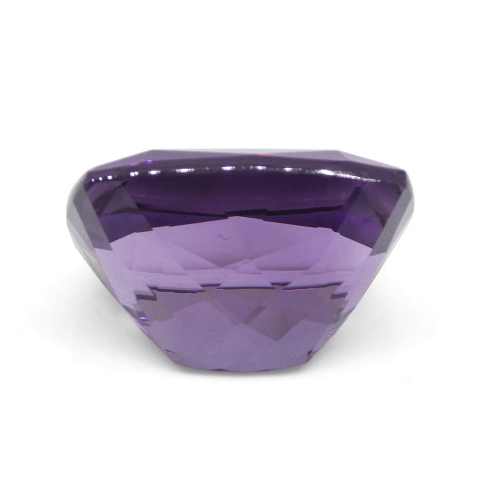 24.69 carat purple cushion-cut Uruguayan amethyst from SkyJems, premium unheated gemstone with rich color and exceptional cla