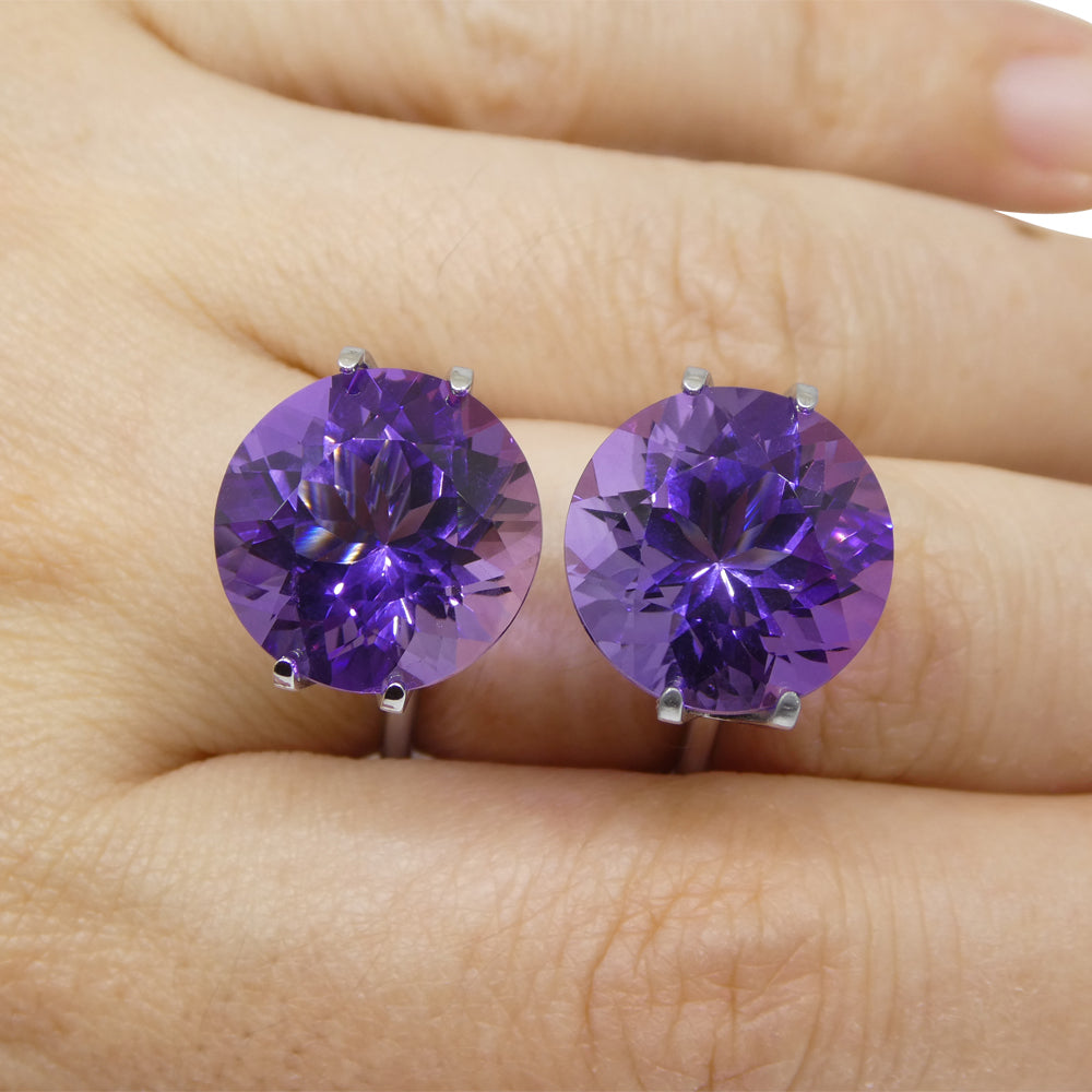 18.94ct Pair Round Purple Amethyst from Uruguay - Skyjems Wholesale Gemstones