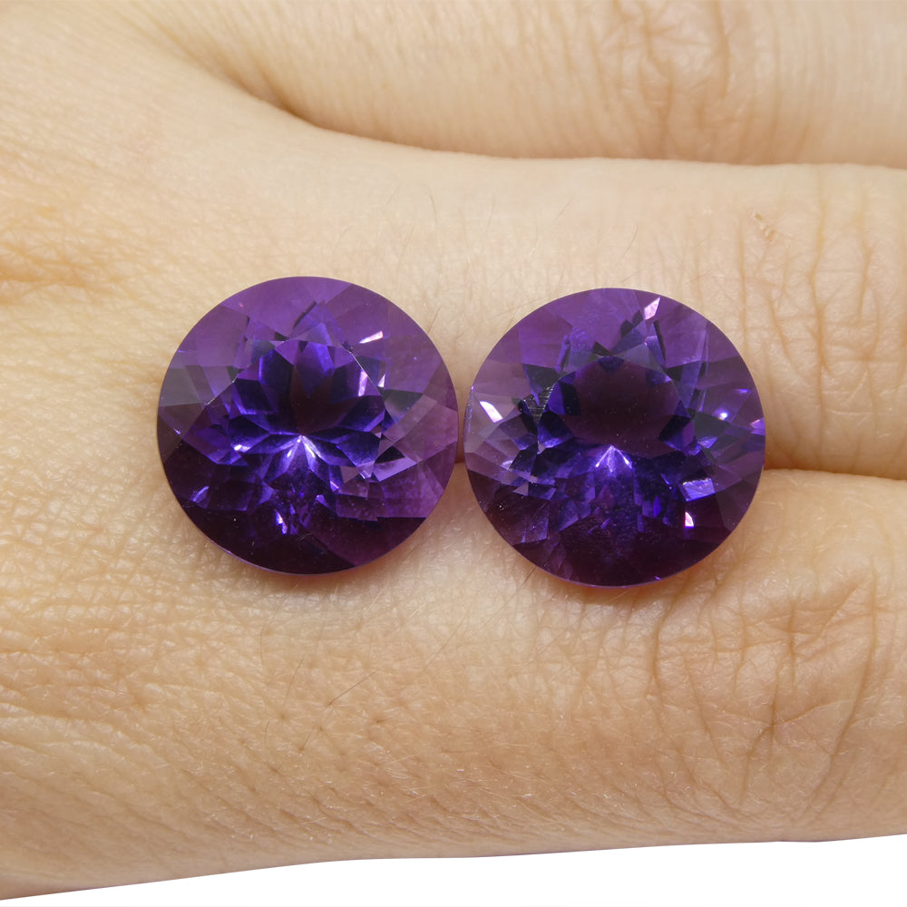 18.94ct Pair Round Purple Amethyst from Uruguay - Skyjems Wholesale Gemstones