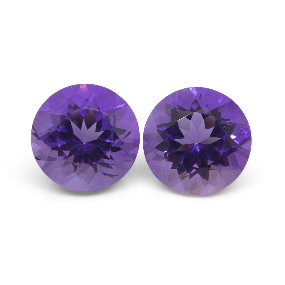 18.94ct Pair Round Purple Amethyst from Uruguay - Skyjems Wholesale Gemstones