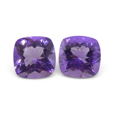 16.46ct Pair Square Cushion Purple Amethyst from Uruguay - Skyjems Wholesale Gemstones