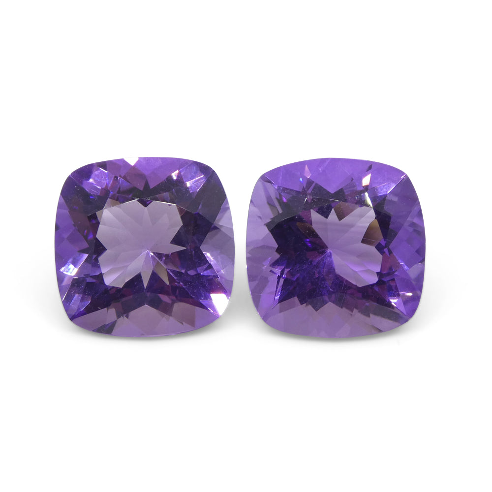 16.46ct Pair Square Cushion Purple Amethyst from Uruguay - Skyjems Wholesale Gemstones