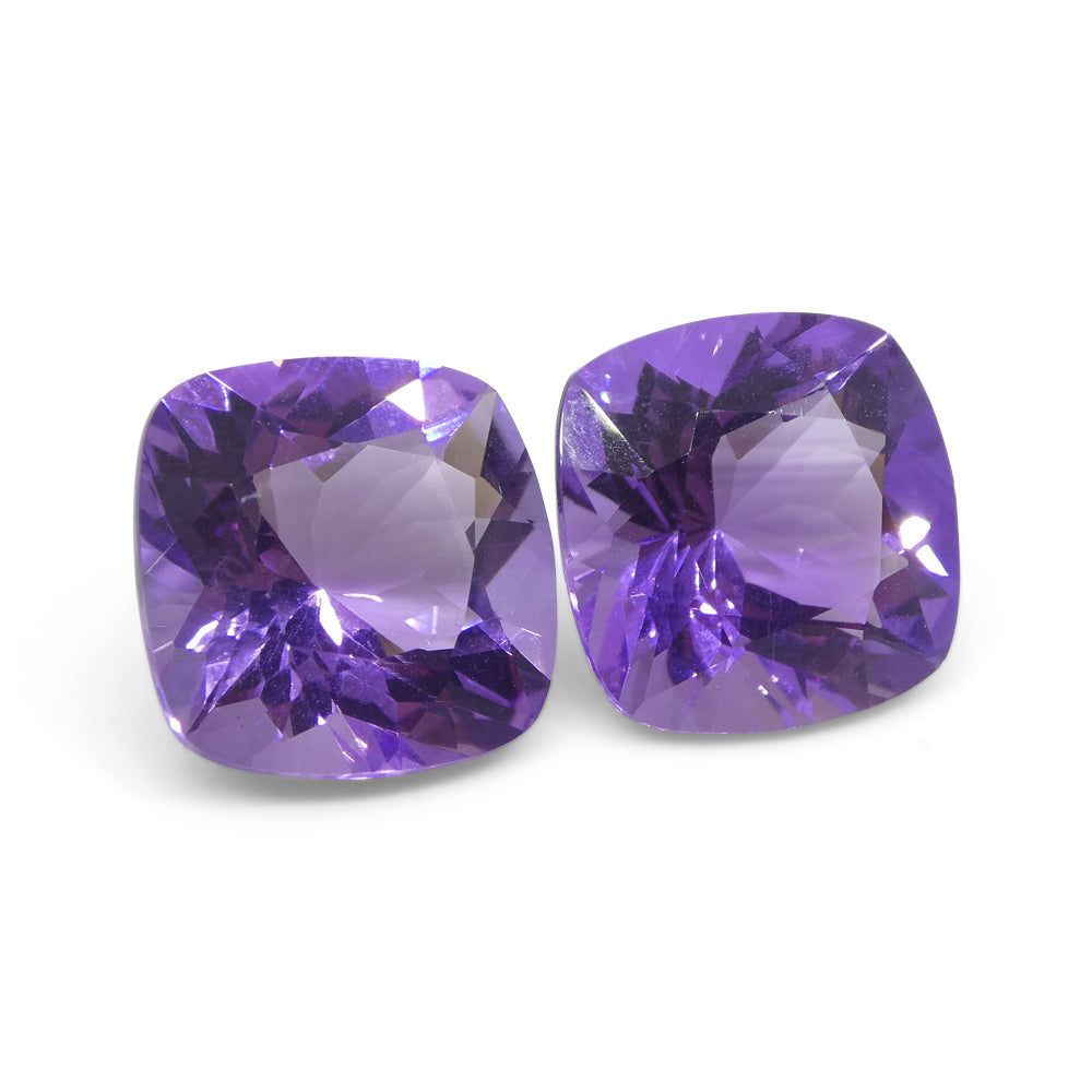 16.46ct Pair Square Cushion Purple Amethyst from Uruguay - Skyjems Wholesale Gemstones