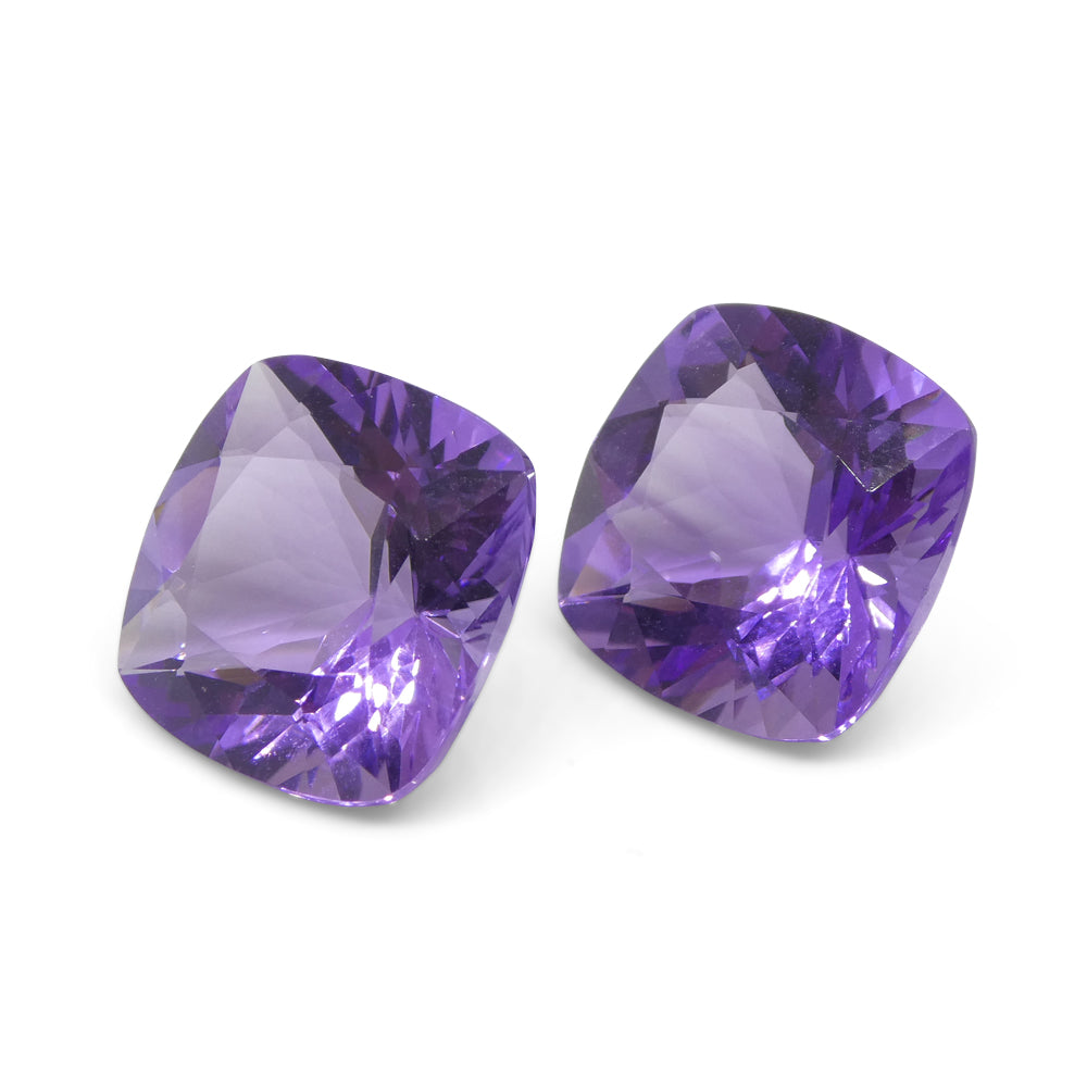 16.46ct Pair Square Cushion Purple Amethyst from Uruguay - Skyjems Wholesale Gemstones