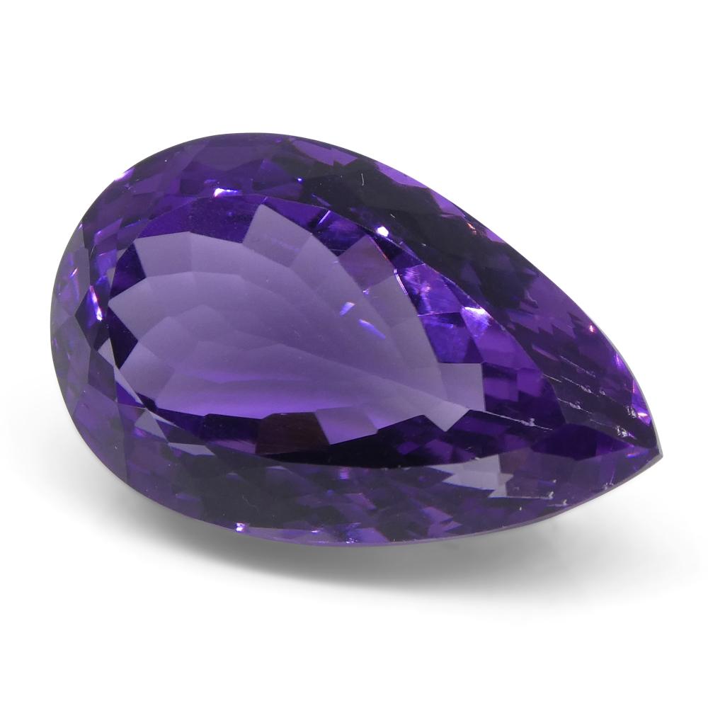 Large 23.11 ct purple pear-cut Brazilian amethyst from SkyJems, premium unheated quartz gemstone with brilliant faceting