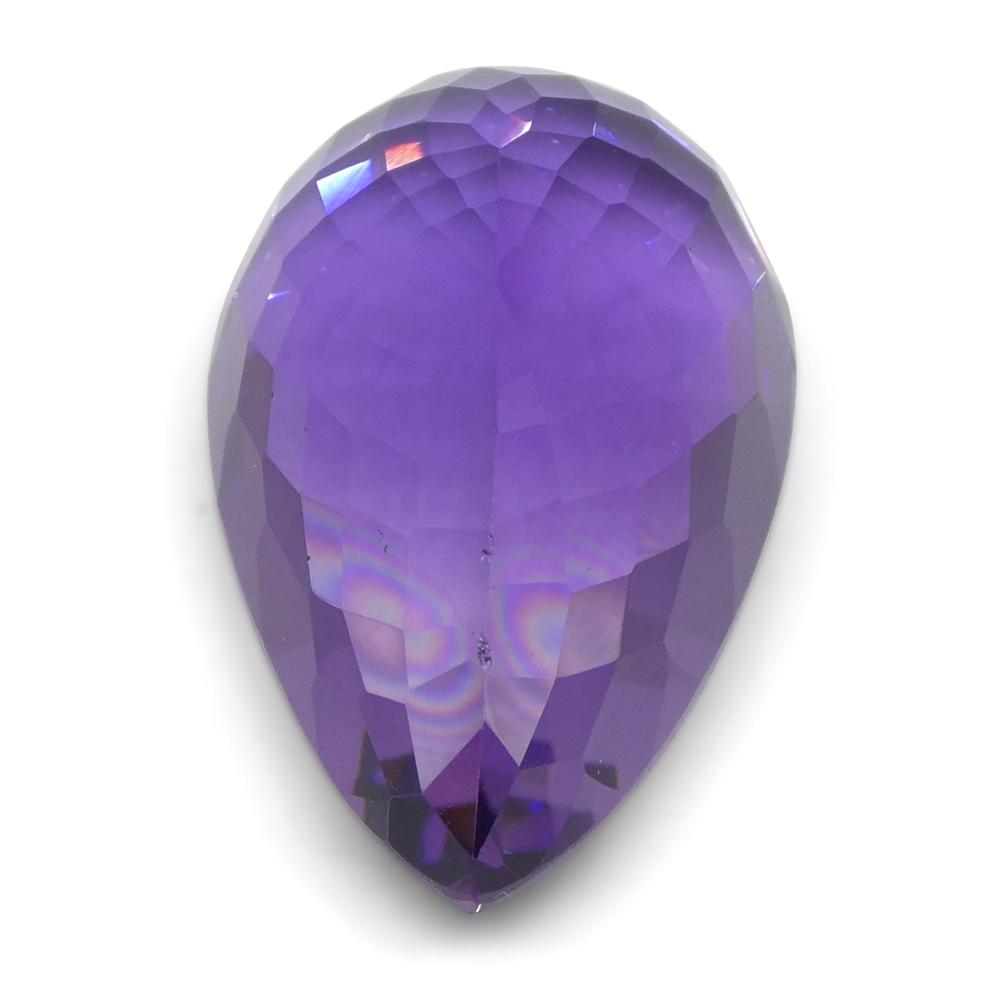 Large 23.11 ct purple pear-cut Brazilian amethyst from SkyJems, premium unheated quartz gemstone with brilliant faceting