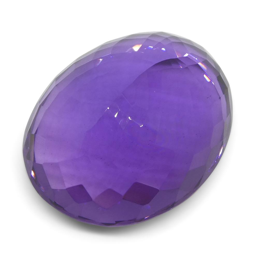 Large 25.37 ct purple Brazilian oval amethyst from SkyJems, premium unheated gemstone with modified brilliant cut