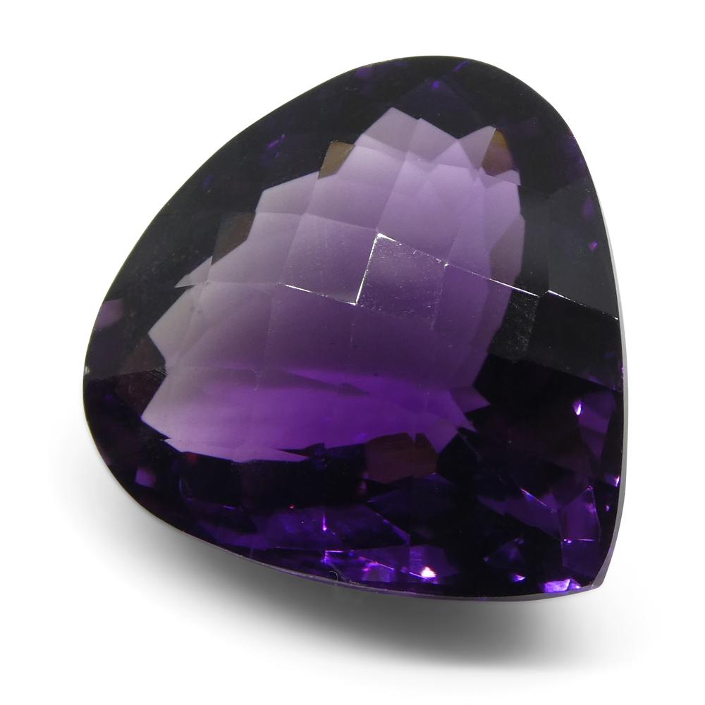 SkyJems 17.44 ct Brazilian Purple Pear Checkerboard Amethyst, precision-cut gemstone with vibrant color and brilliant facetin