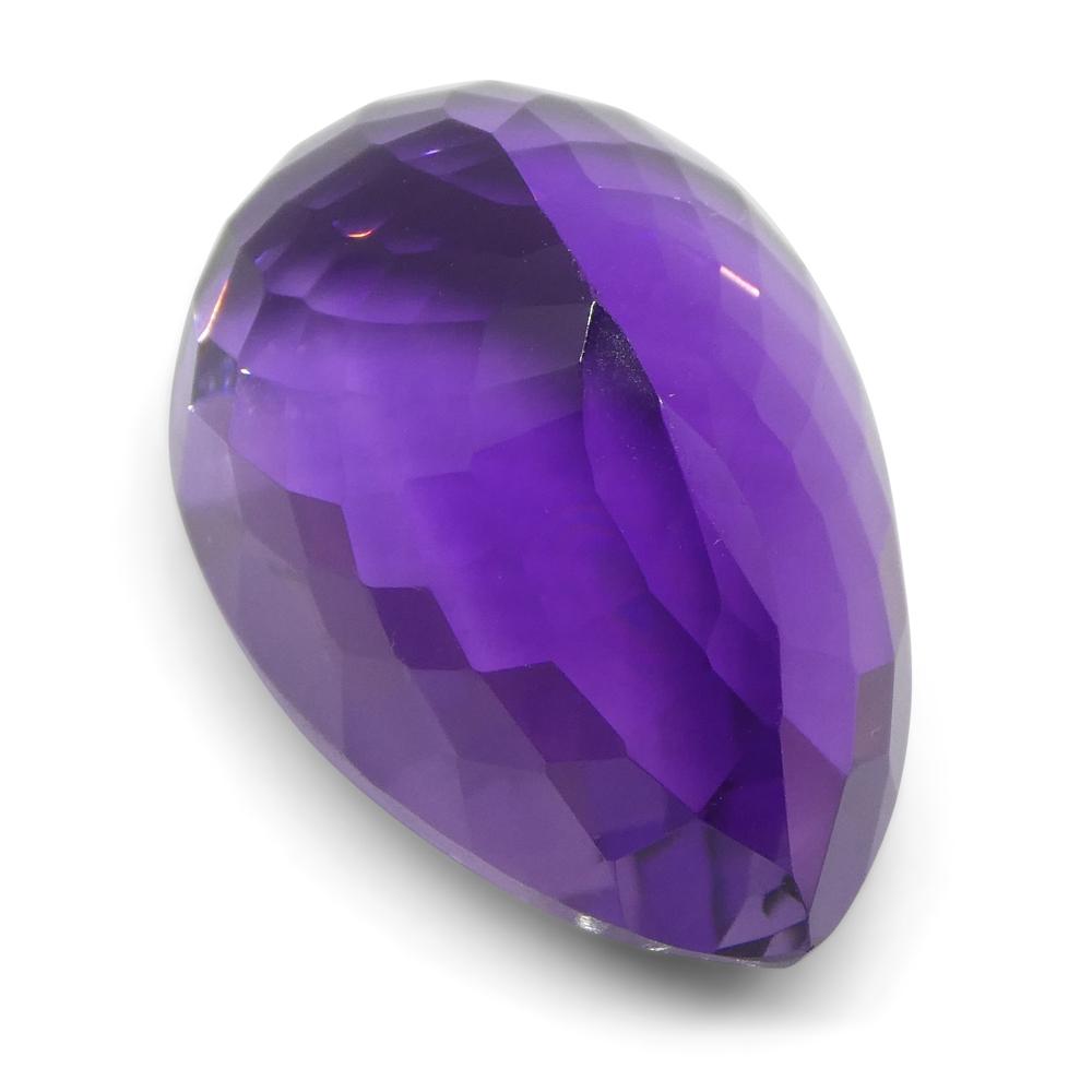 Large 24.49 ct purple pear-cut Brazilian amethyst from SkyJems, premium unheated quartz gemstone with brilliant faceting