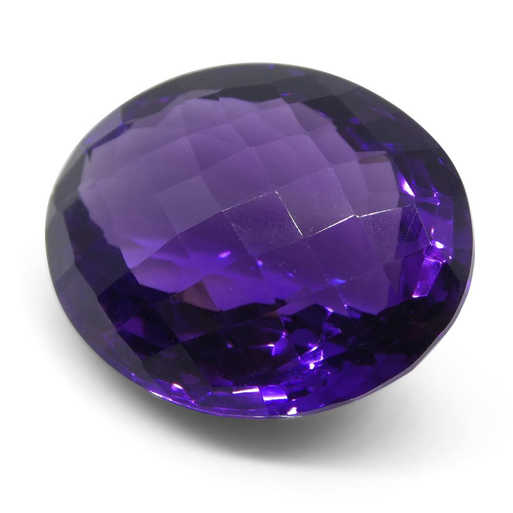 17.6 ct Brazilian Purple Oval Checkerboard Amethyst from SkyJems, premium unheated single gemstone with brilliant cut