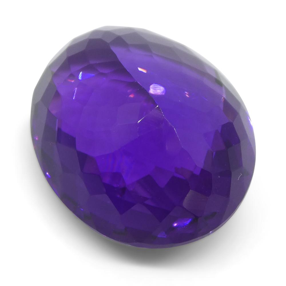 17.6 ct Brazilian Purple Oval Checkerboard Amethyst from SkyJems, premium unheated gemstone with brilliant cut