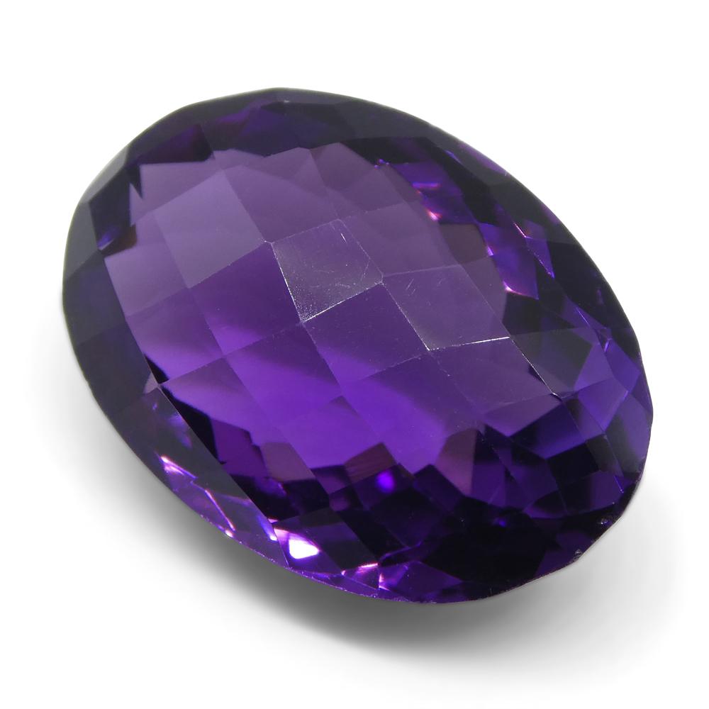 14.66 ct Brazilian Purple Oval Checkerboard Amethyst from SkyJems, premium unheated single gemstone in classic modified brill