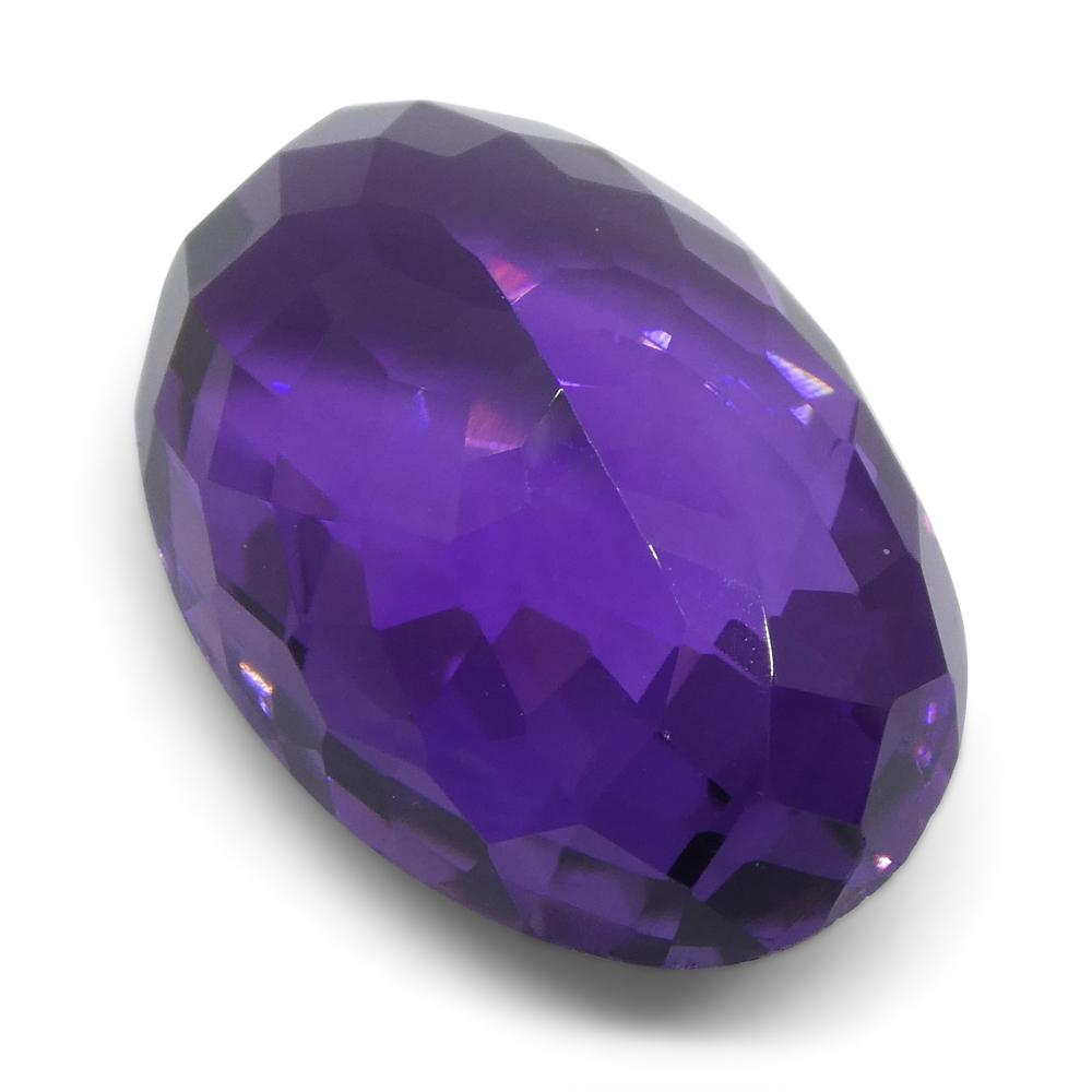 14.66 ct Purple Brazilian Amethyst Oval Checkerboard Gemstone from SkyJems, Precision-Cut Fine Jewelry Stone