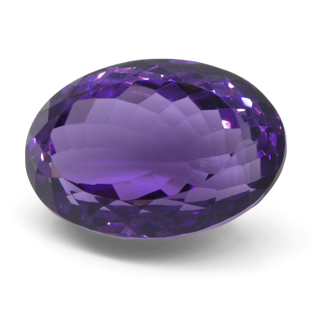 Large 18.11 ct Brazilian Purple Oval Amethyst from SkyJems, unheated Modified Brilliant-cut gemstone with rich color and exce
