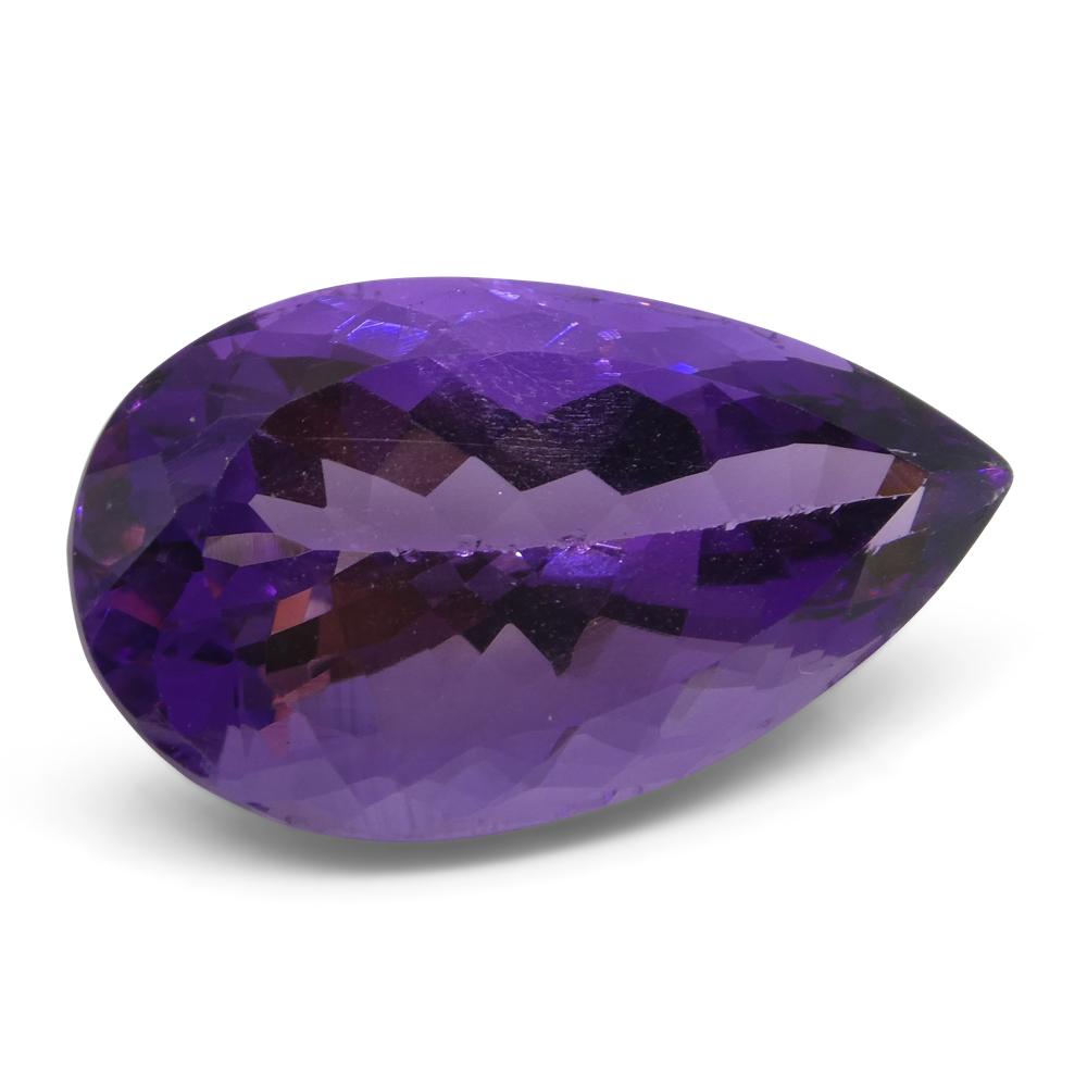 18.42 ct Brazilian Purple Pear Amethyst from SkyJems, premium unheated quartz gemstone with modified brilliant cut