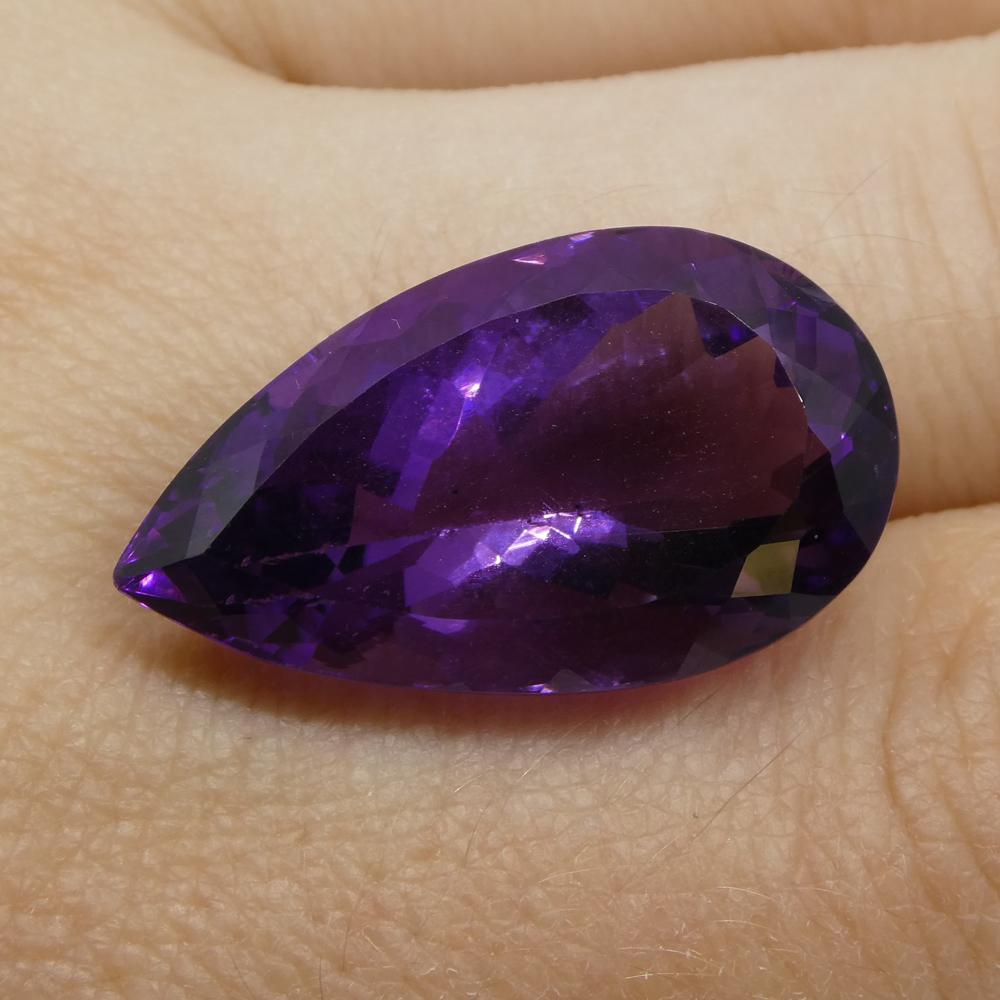 18.42 ct Brazilian Purple Pear Amethyst, unheated natural gemstone from SkyJems' premium quartz collection