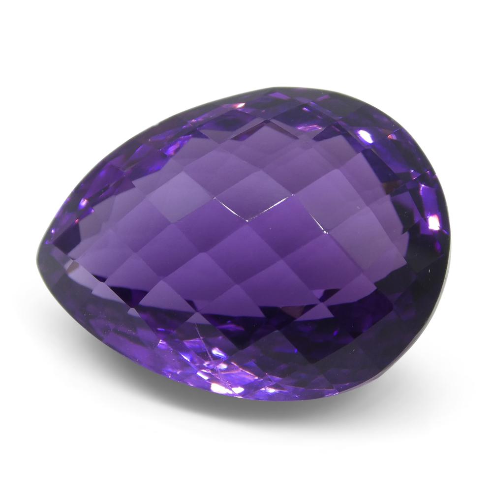 Large 23.62 ct purple Brazilian pear checkerboard amethyst from SkyJems, premium unheated gemstone with brilliant cut