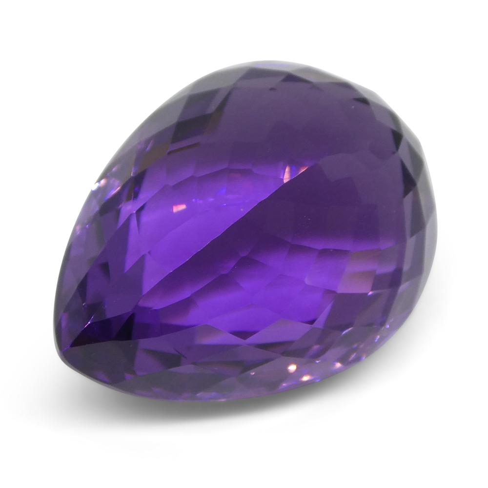23.62 ct Brazilian Purple Pear Checkerboard Amethyst from SkyJems, premium unheated gemstone with exceptional cut and vibrant