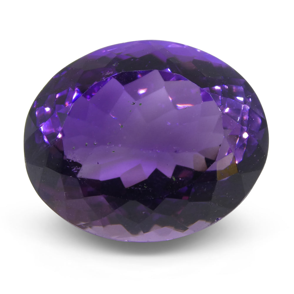 Large 17.98 ct purple Brazilian oval amethyst from SkyJems, unheated natural gemstone with modified brilliant cut