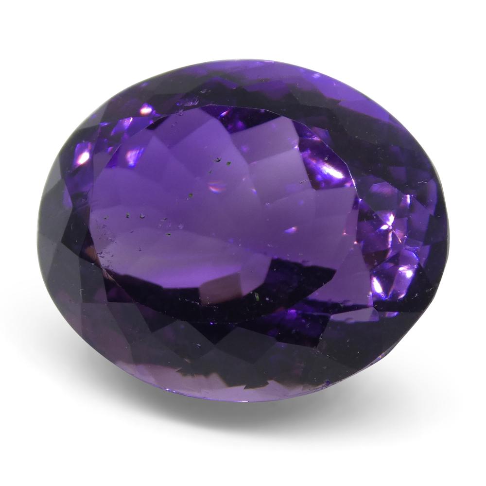 Large 17.98 ct purple oval amethyst from Brazil, precision-cut Modified Brilliant style by SkyJems Canadian gemstone experts