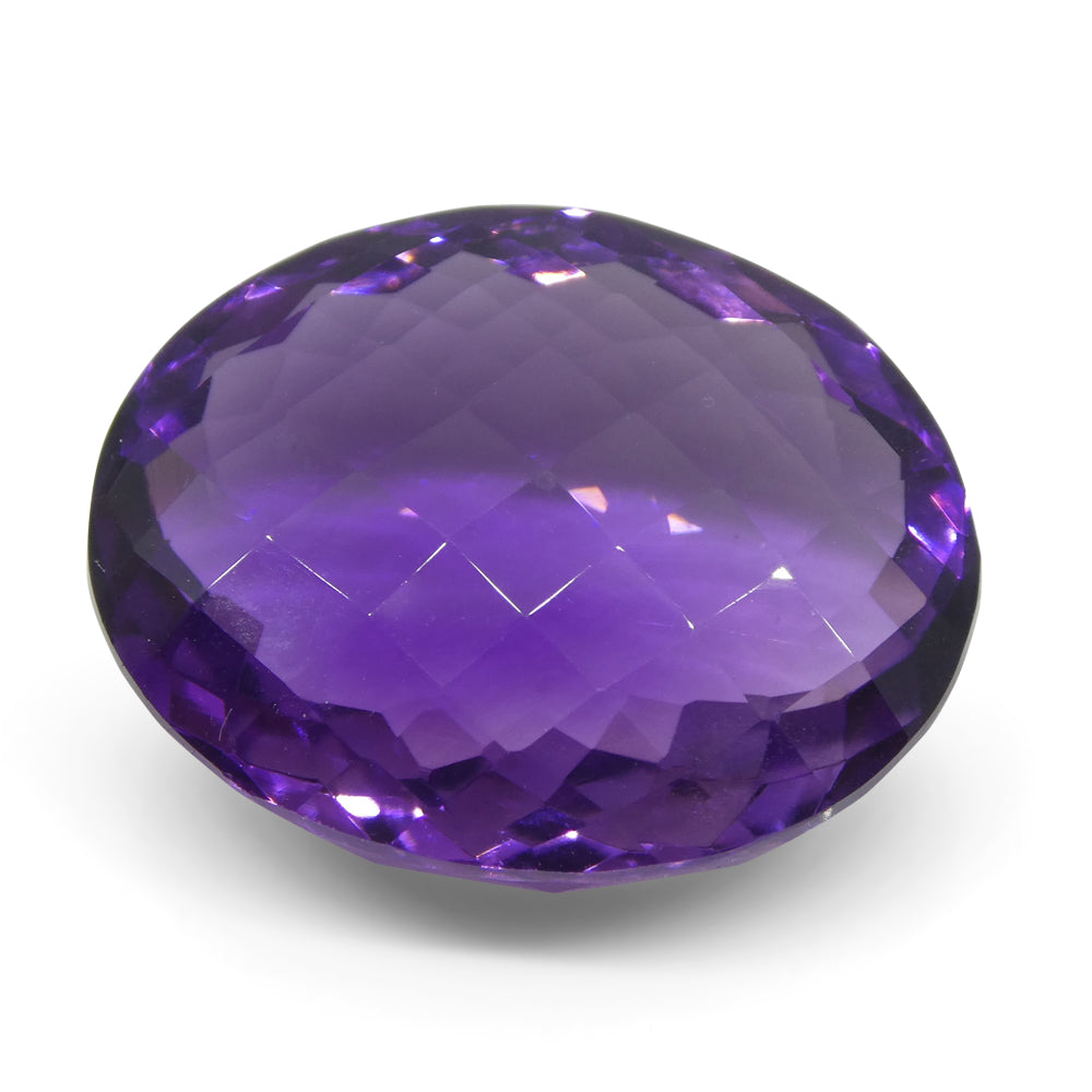 19.04 ct Purple Brazilian Amethyst Oval Checkerboard Gemstone from SkyJems, Unheated Natural Quartz