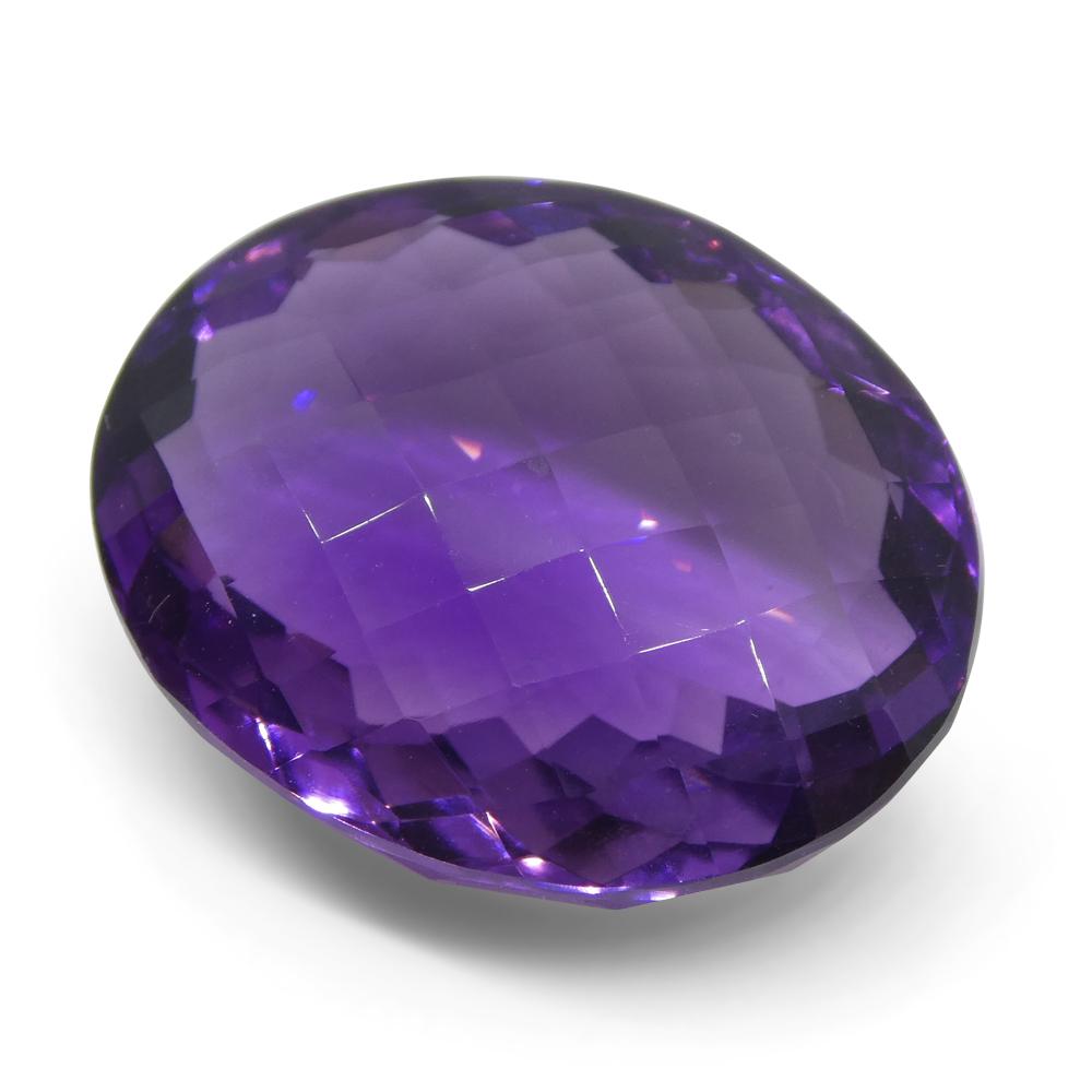 19.04 ct Purple Brazilian Amethyst Oval Checkerboard Gemstone from SkyJems, Unheated Natural Quartz